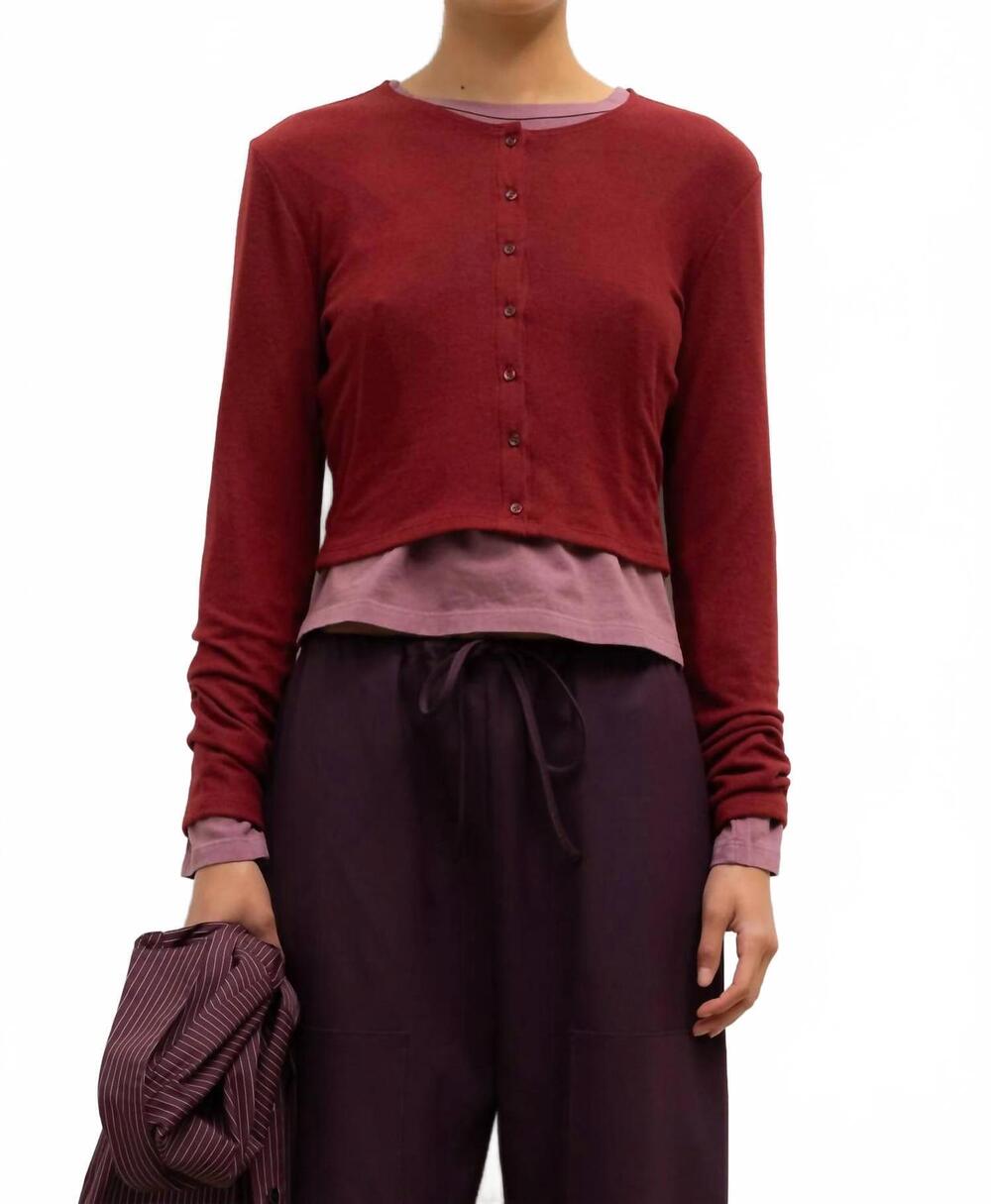 NEW LESET lauren cropped cardigan in pinot